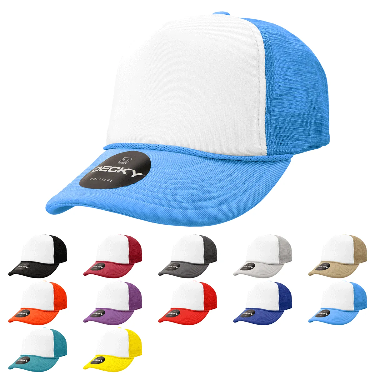Decky 210 Blank Foam Trucker Hat, Two Tone Mesh Back Cap