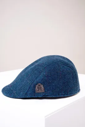 DION - Blue Tweed Check Flat Cap