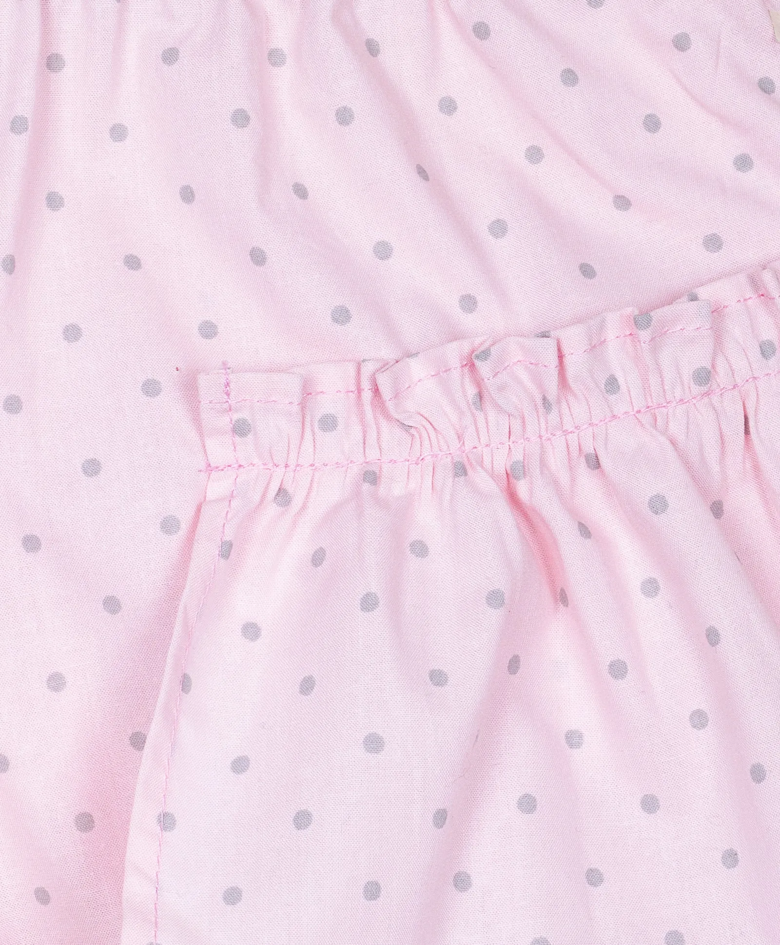 Dot print shorts with gathers at sides-Pink