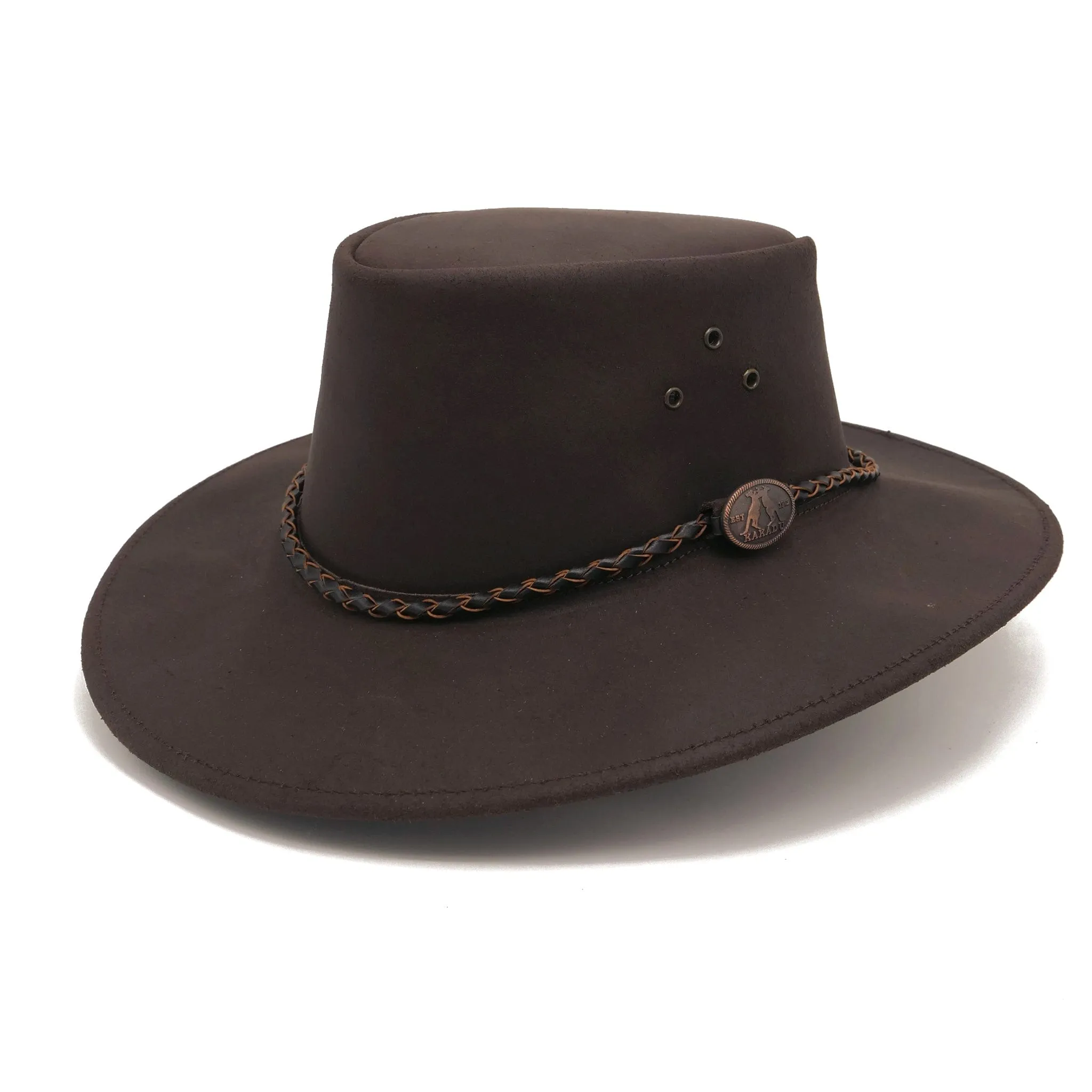 Echuca Oiled Leather Australian Hat in Brown