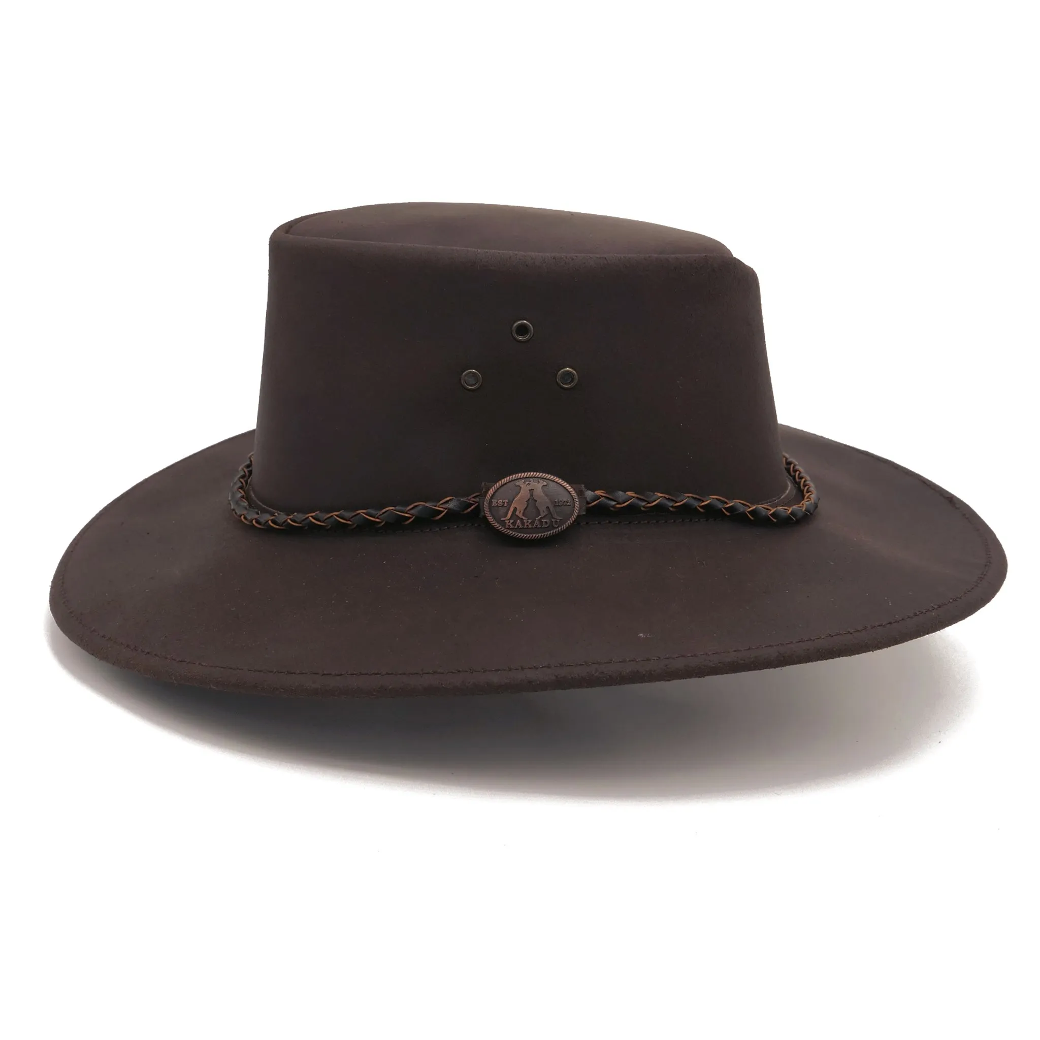 Echuca Oiled Leather Australian Hat in Brown