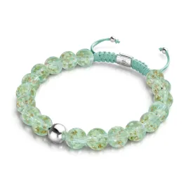 Evergreen | Silver | Firefly Glass Macrame Bracelet