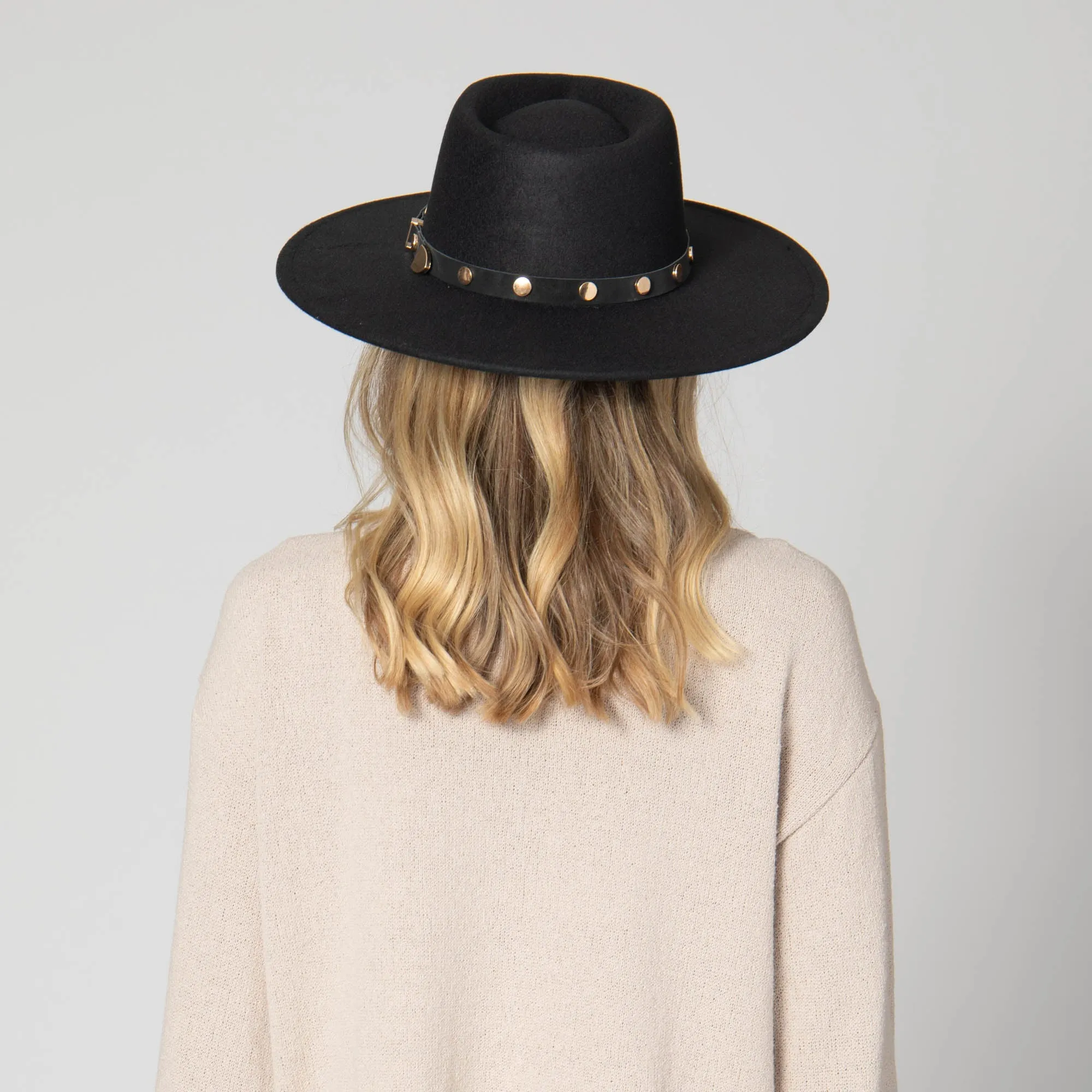 Faux Felt Fedora with Western Buckle Band
