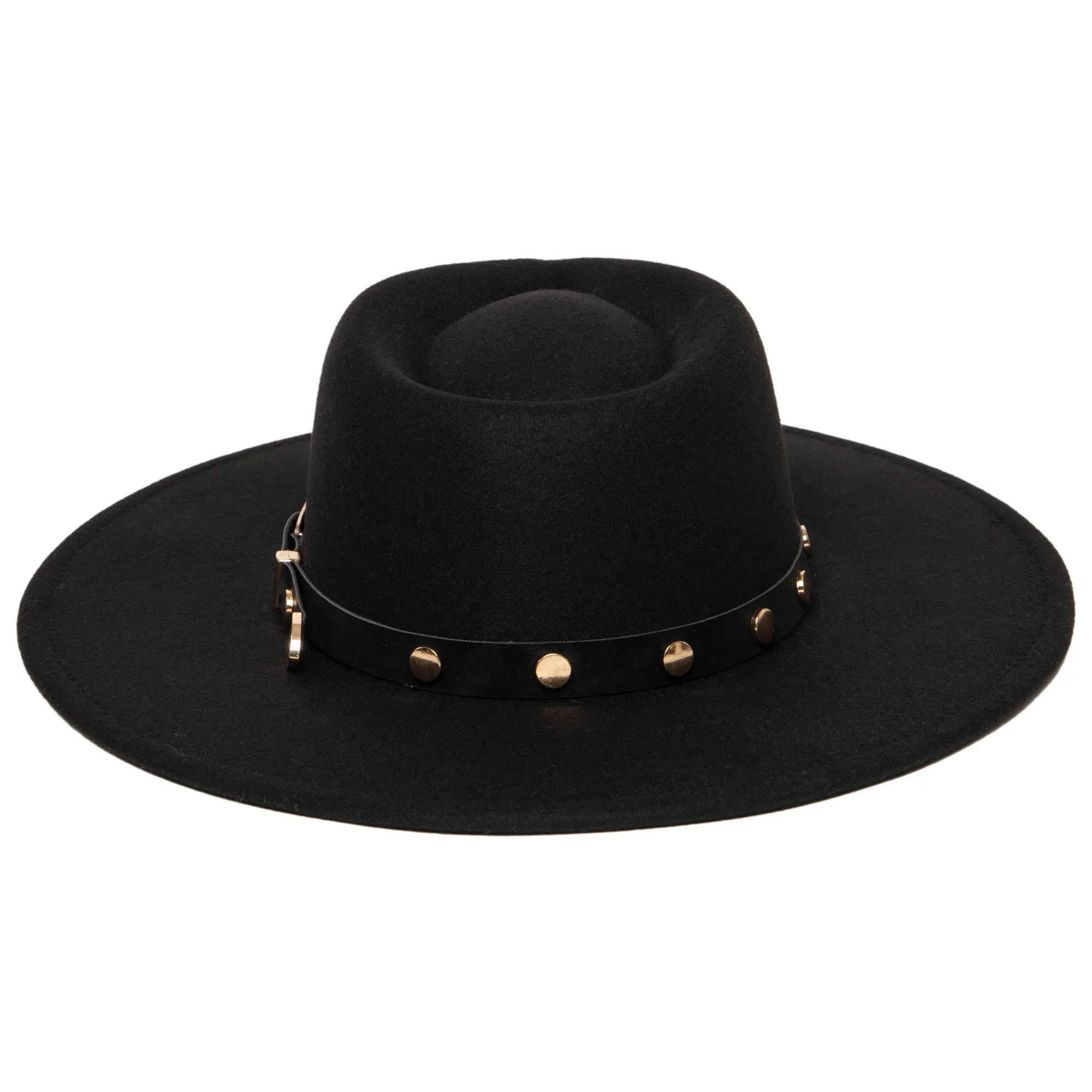 Faux Felt Fedora with Western Buckle Band