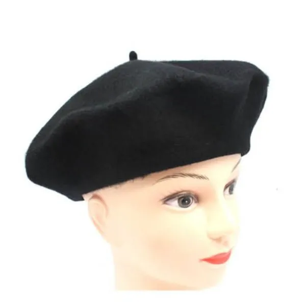 Felt Beret Hat - Black