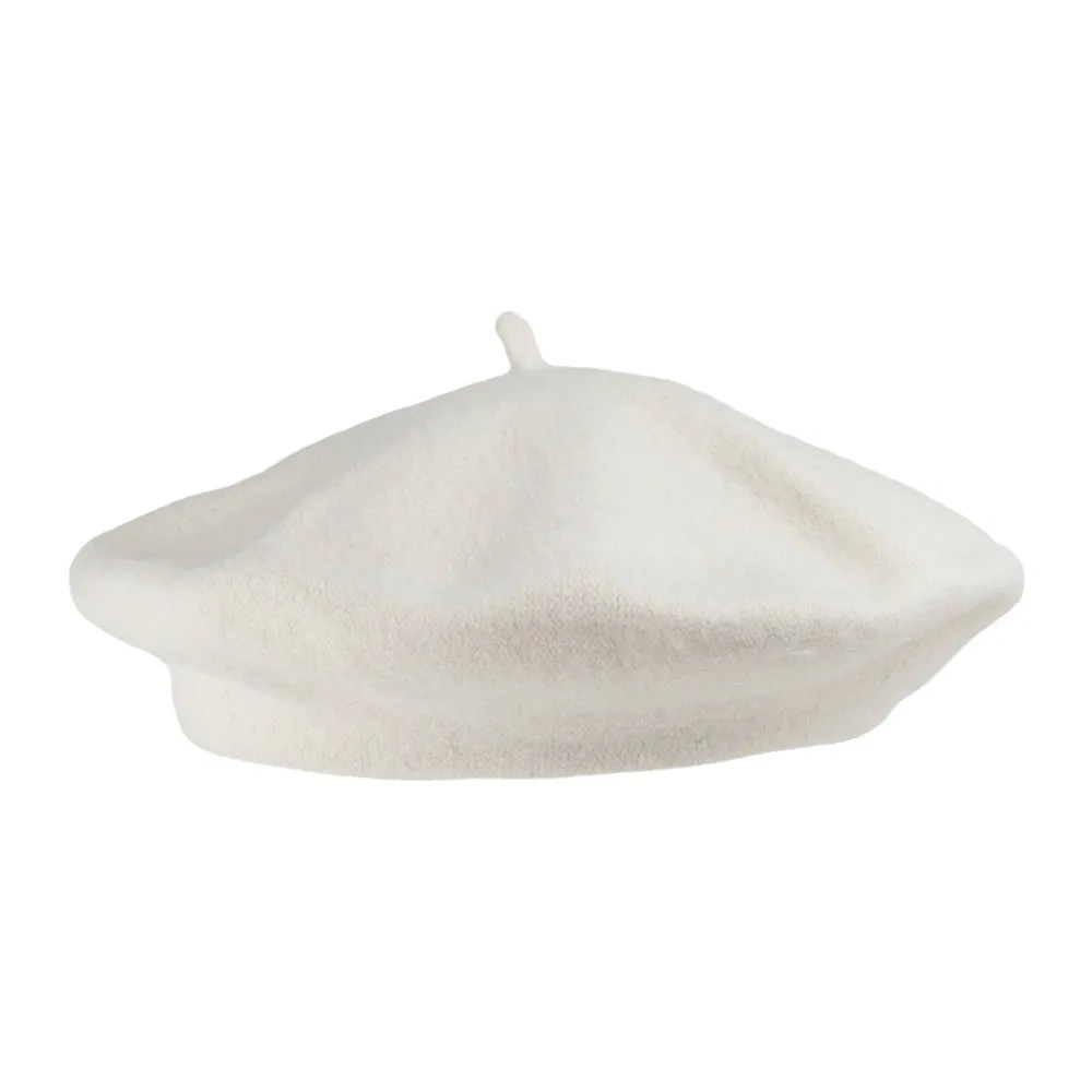 Felt Beret Hat - White