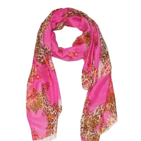 Floral & Animal Print Scarf - Fuchsia