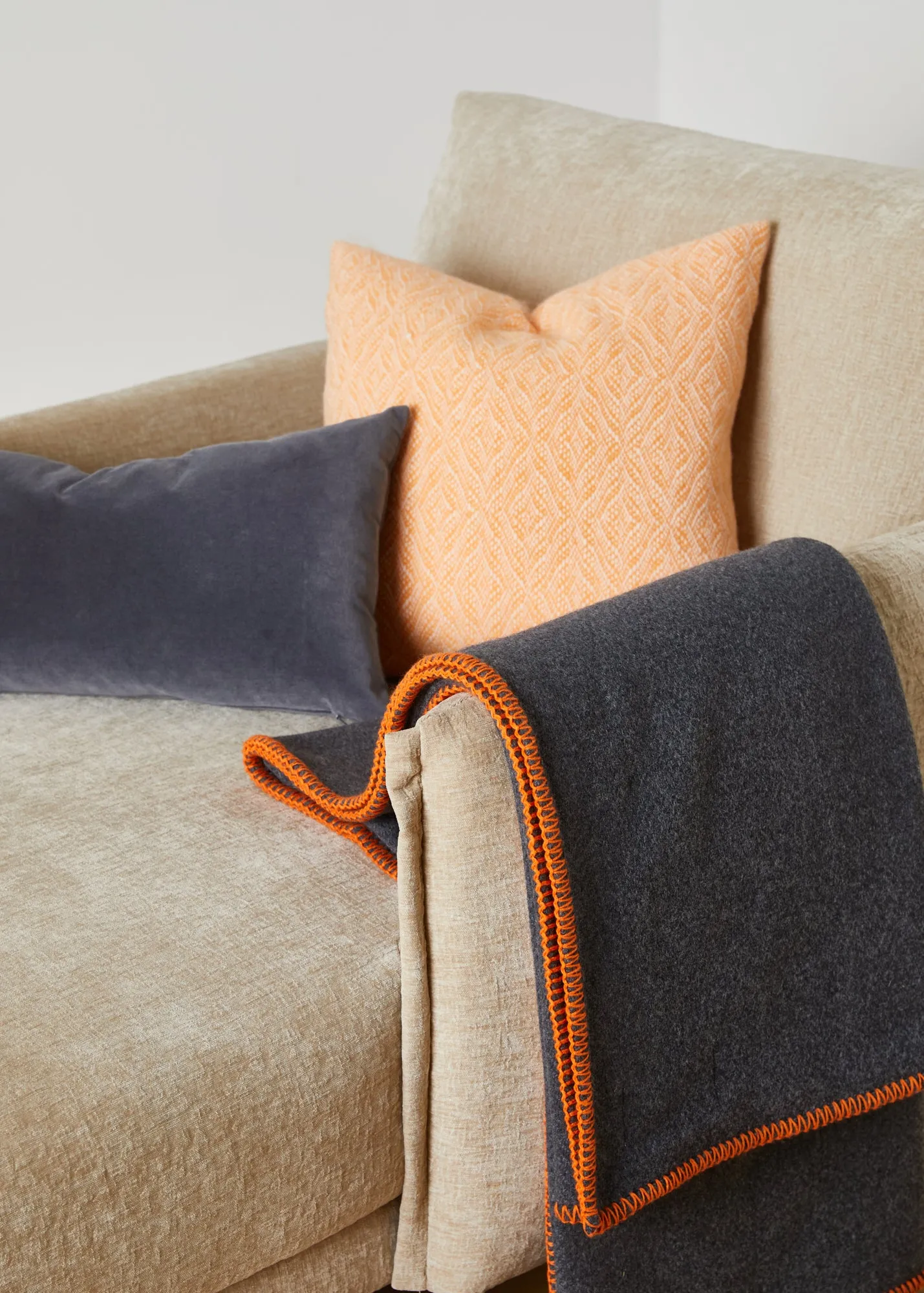 Foxford Citrus Blanket Stitch Cashmere Blend Throw