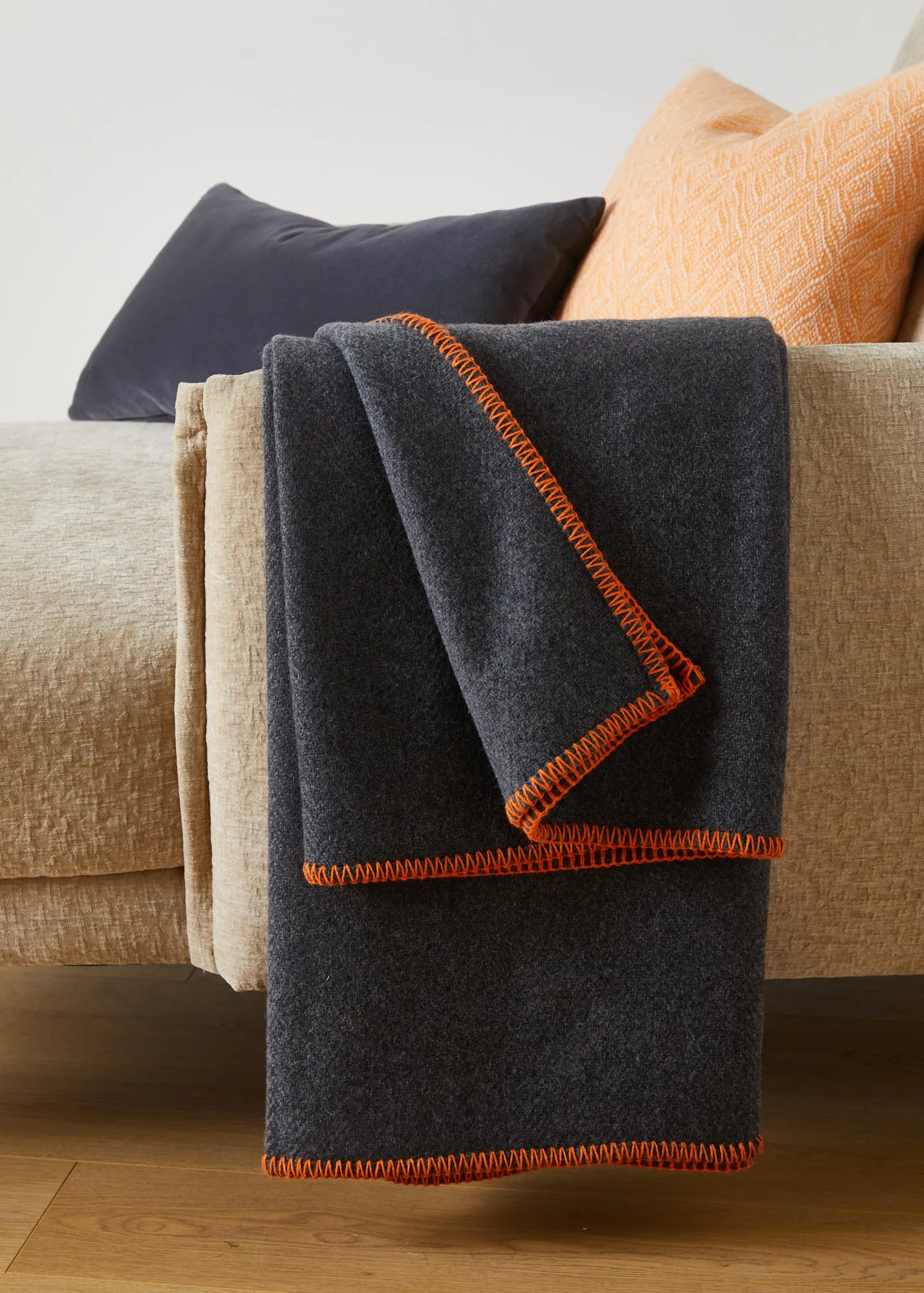 Foxford Citrus Blanket Stitch Cashmere Blend Throw