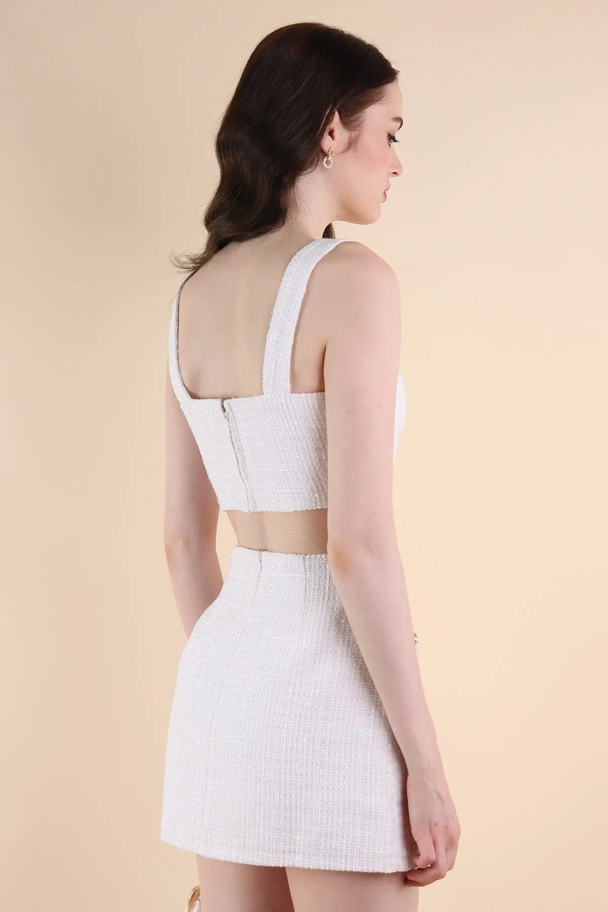 FRANCES TWEED 2-PC SKORTS SET IN WHITE