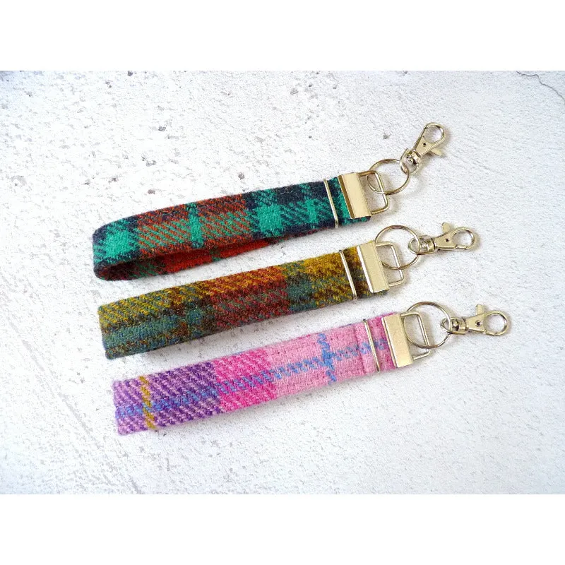 Harris Tweed Wristlet Keyring - Turquoise & Orange
