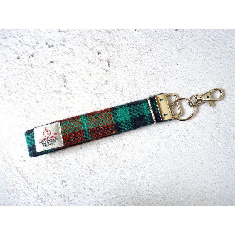 Harris Tweed Wristlet Keyring - Turquoise & Orange