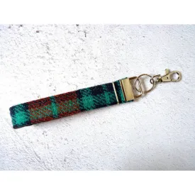 Harris Tweed Wristlet Keyring - Turquoise & Orange