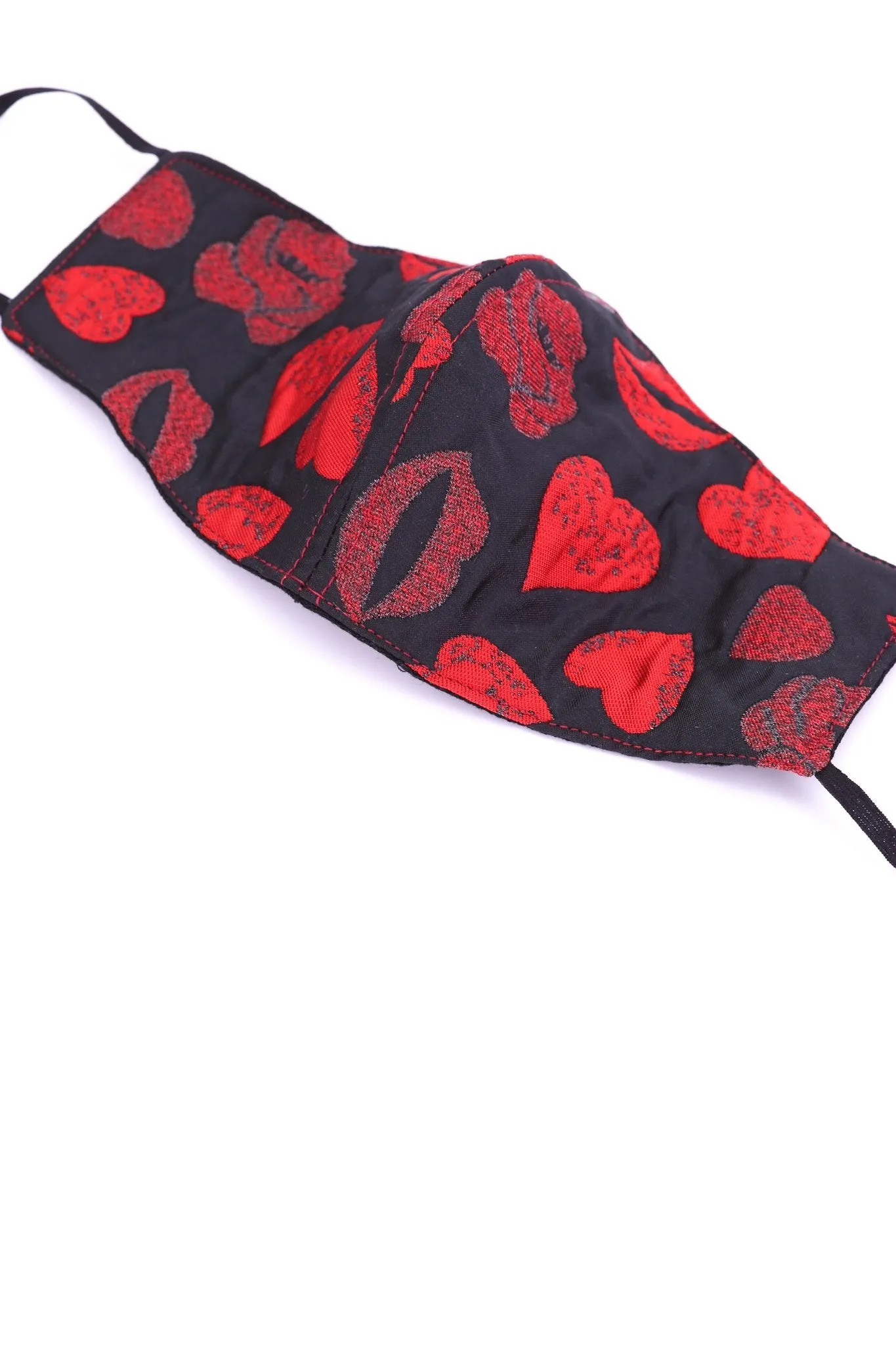 HEART & KISS FACE MASK MARILYN (BLACK/RED)
