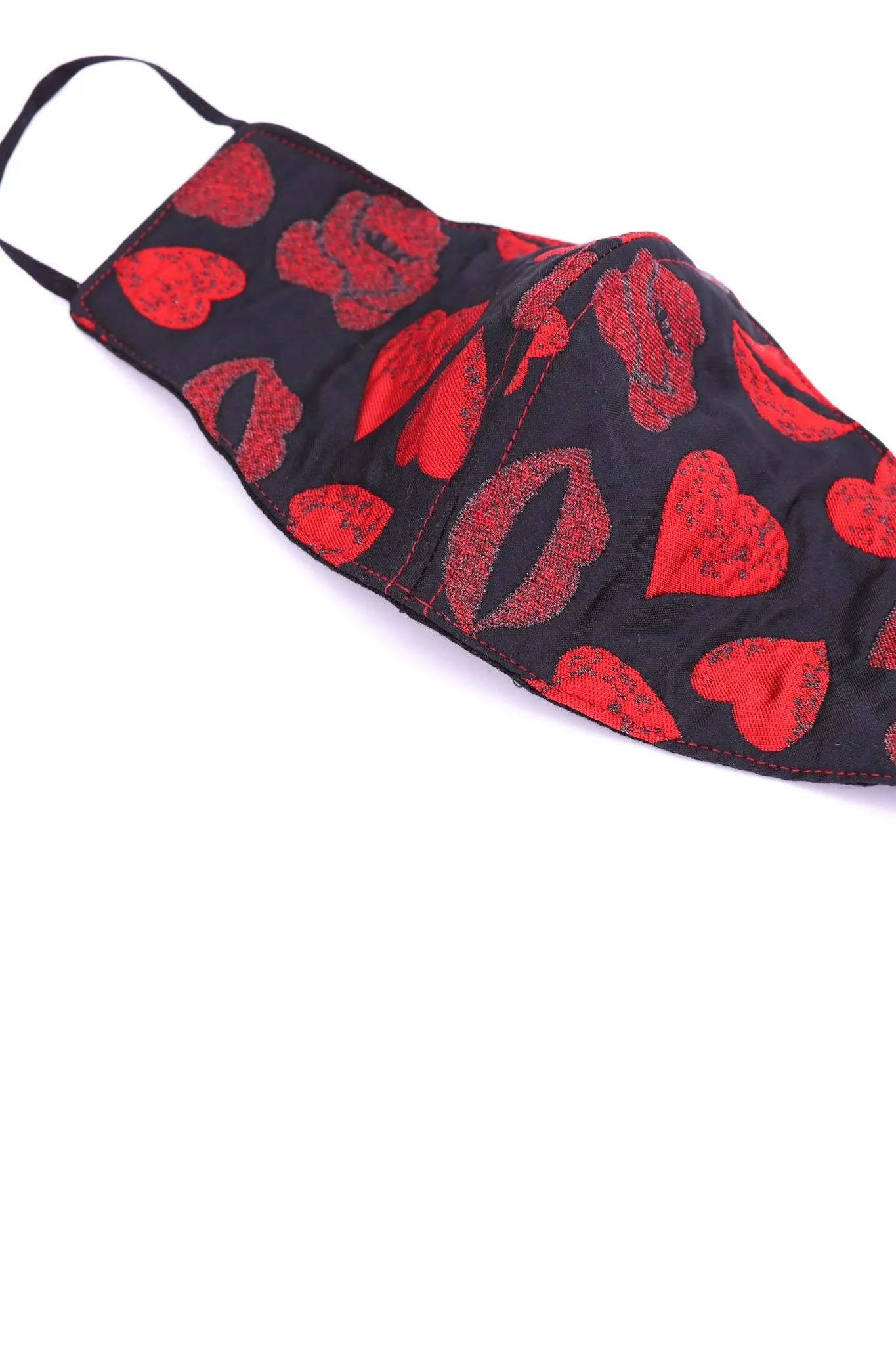 HEART & KISS FACE MASK MARILYN (BLACK/RED)
