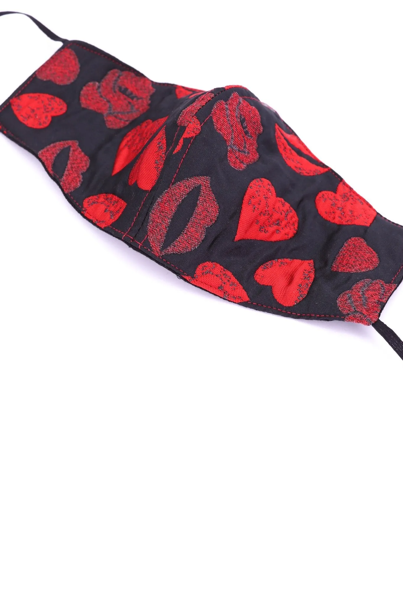HEART & KISS FACE MASK MARILYN (BLACK/RED)