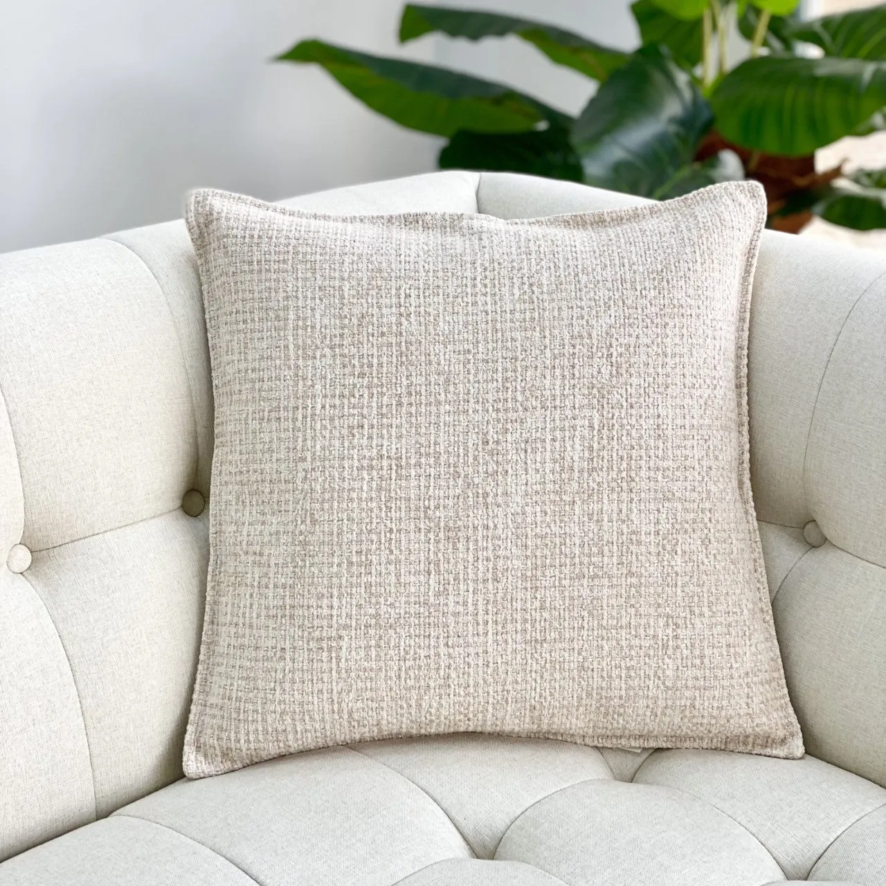 Ivory Solid Tweed Pillow