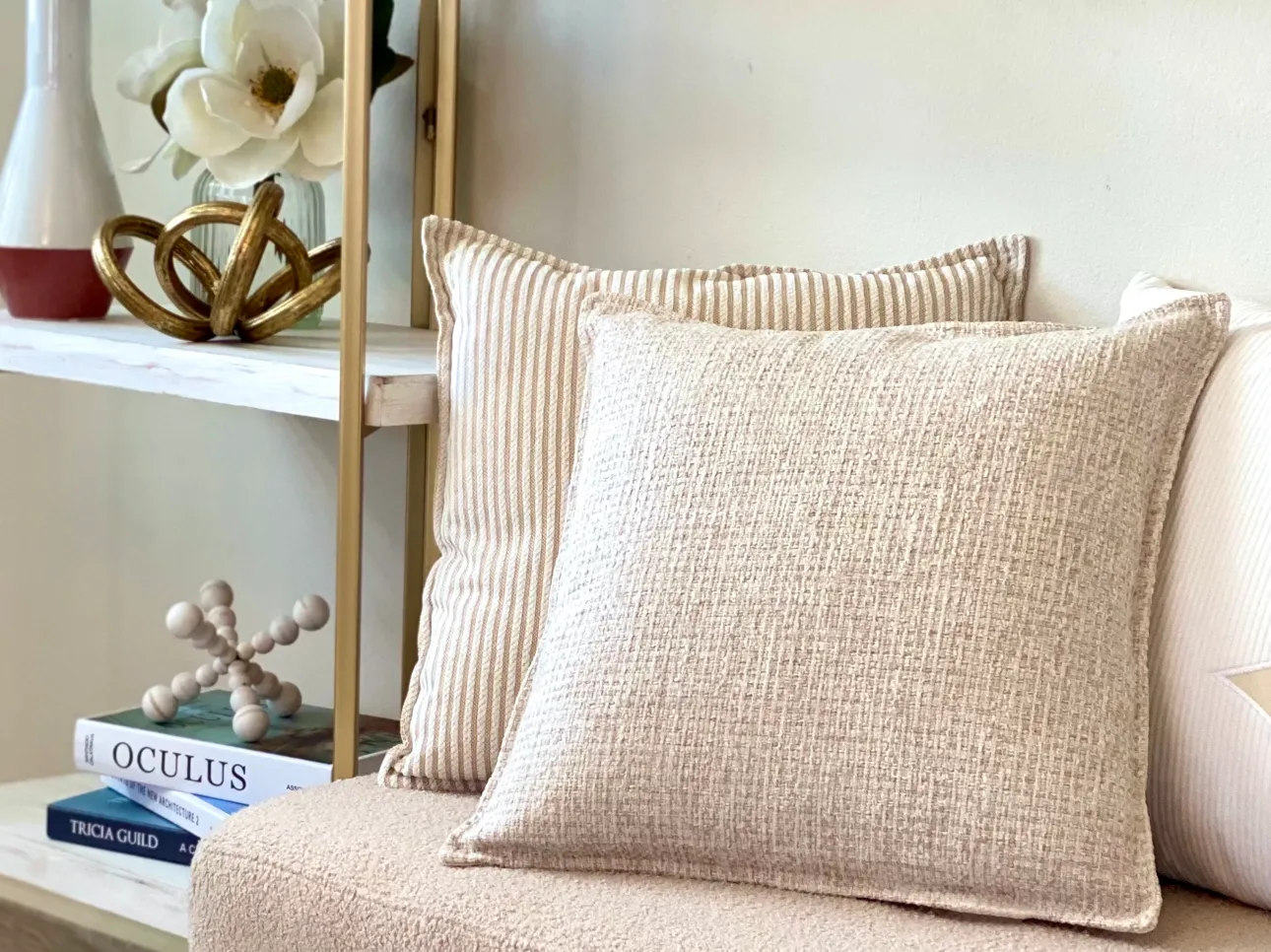 Ivory Solid Tweed Pillow