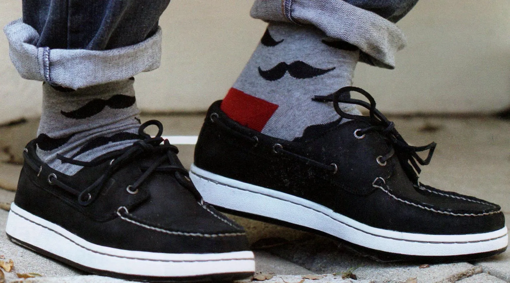 K Bell Mens Mustache Charcoal Sock