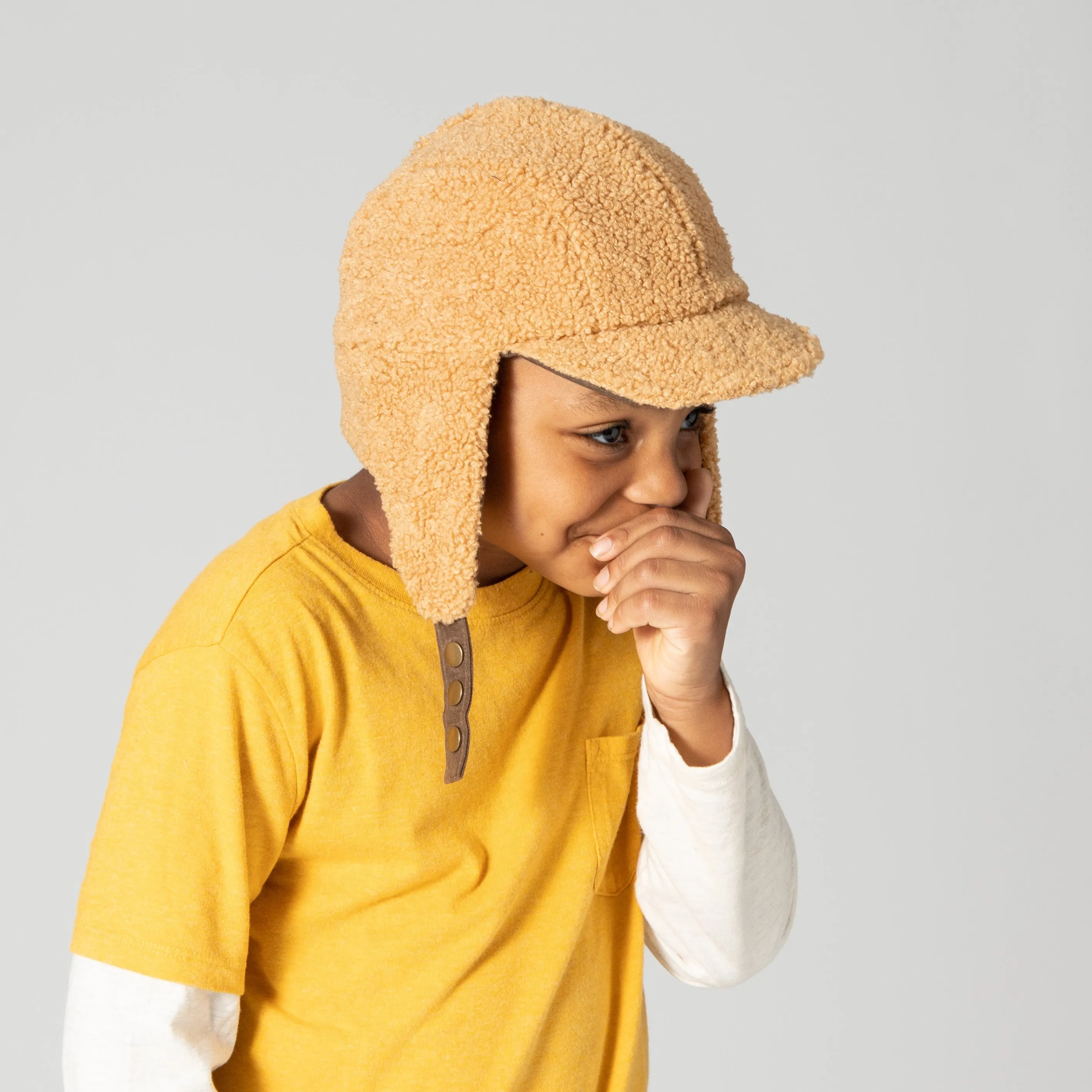 Kids Waxed Cotton Shearling Trapper