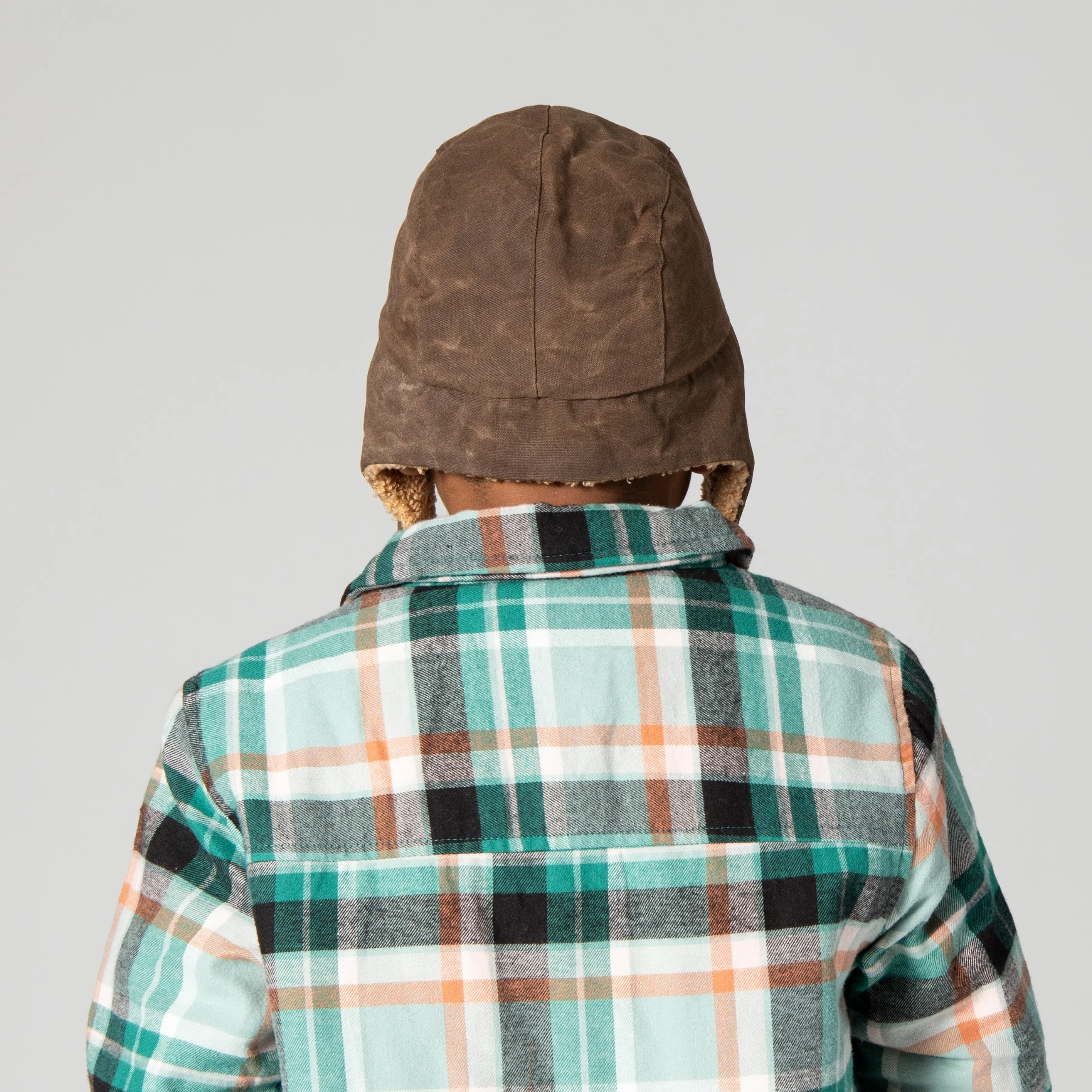 Kids Waxed Cotton Shearling Trapper