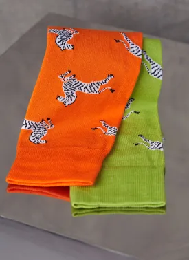 Large Zebra Sock in Orange