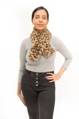 Leopard Print Faux Fur Scarf