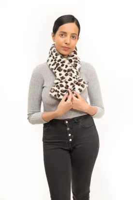 Leopard Print Faux Fur Scarf