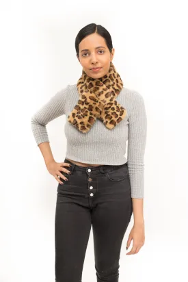 Leopard Print Faux Fur Scarf