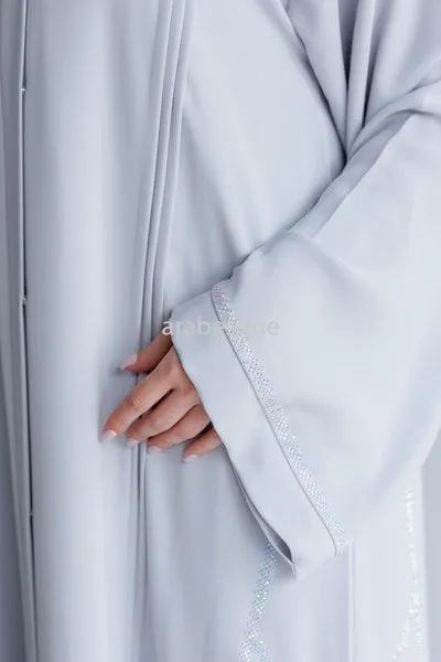 Luxury Nida Embellished Open Abaya with Pleats - 2 Colours