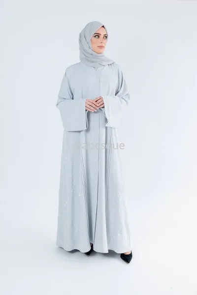 Luxury Nida Embellished Open Abaya with Pleats - 2 Colours