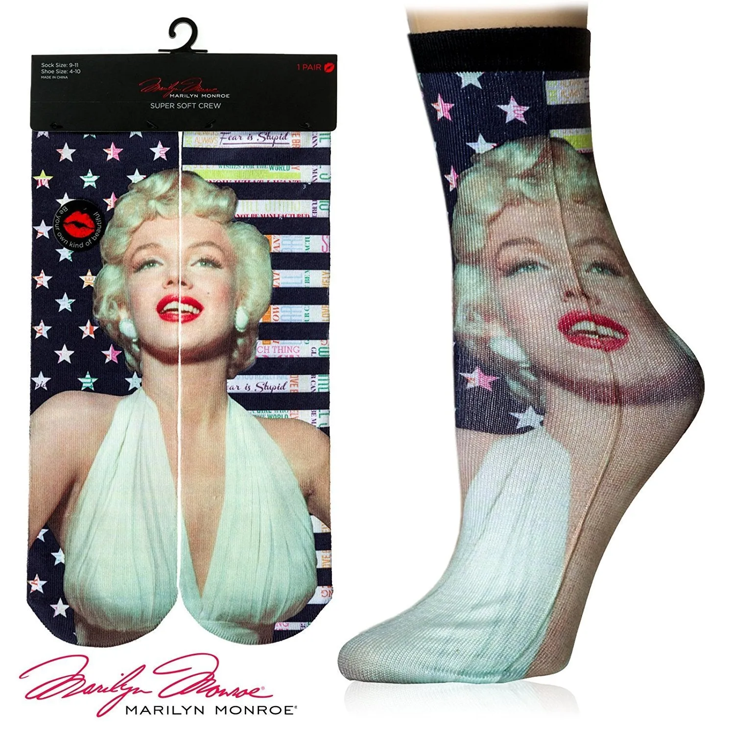 Marilyn Monroe Photoreal Crew 9-11 Mm Stars & Stripe