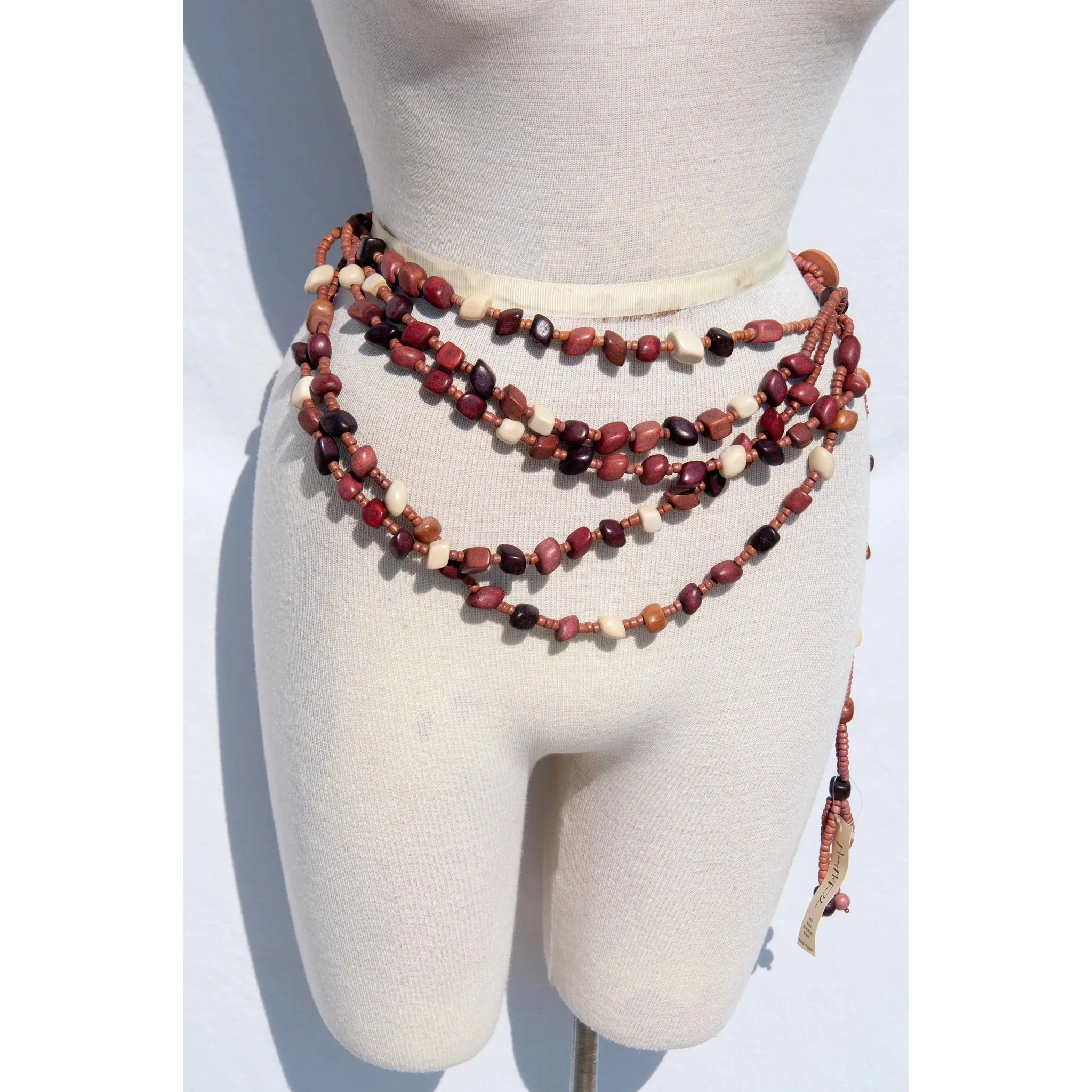 MARY MCFADDEN Deadstock Vintage Wooden Waist Belt or Necklace