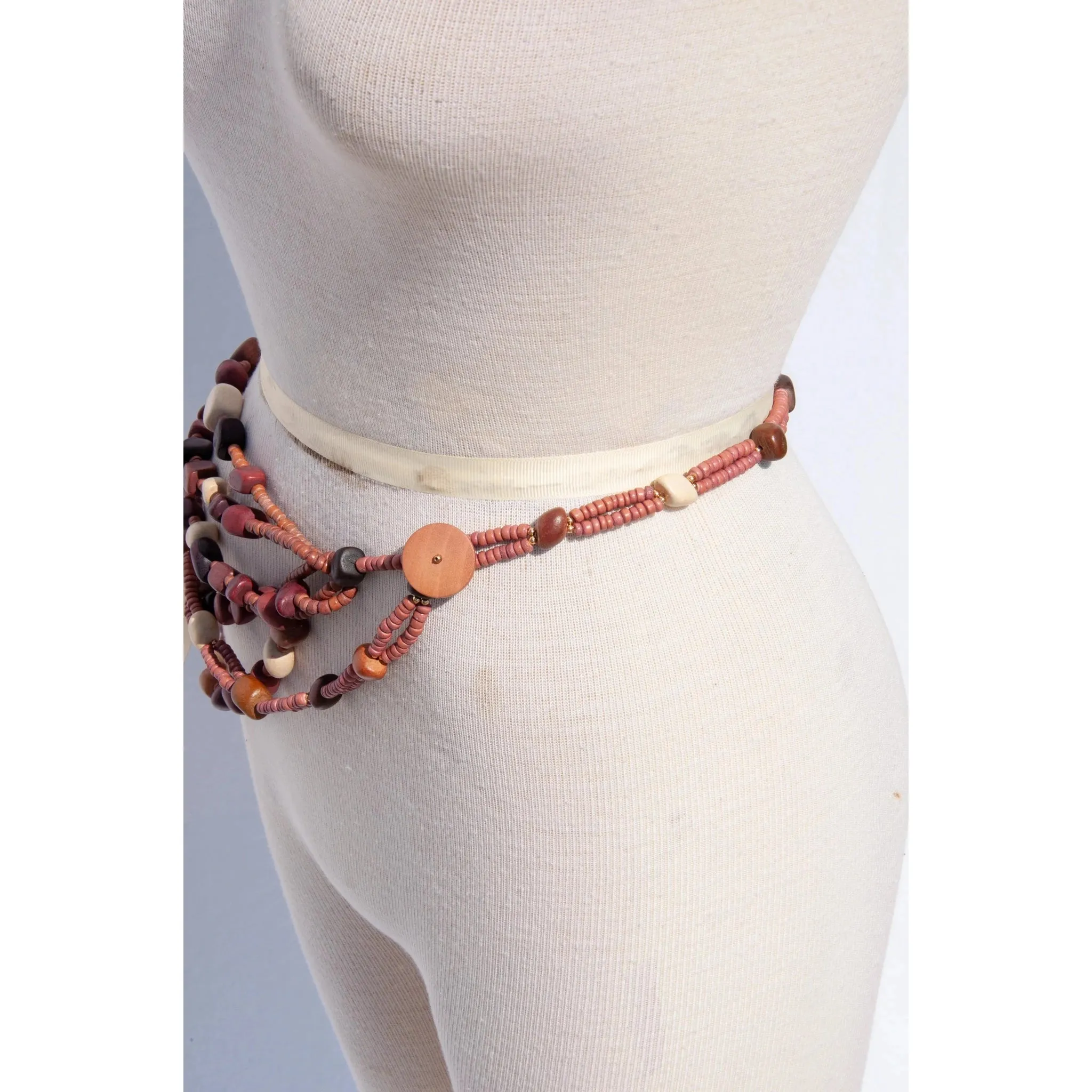 MARY MCFADDEN Deadstock Vintage Wooden Waist Belt or Necklace