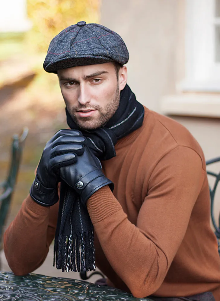 Men's Abraham Moon Check Tweed Newsboy Cap