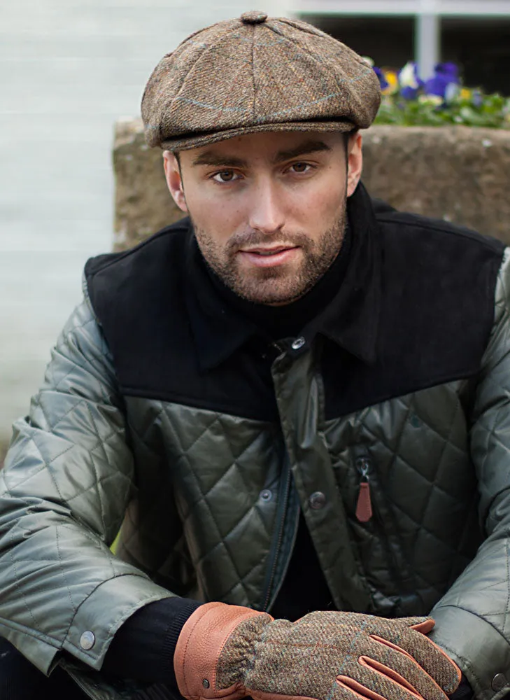 Men's Abraham Moon Check Tweed Newsboy Cap