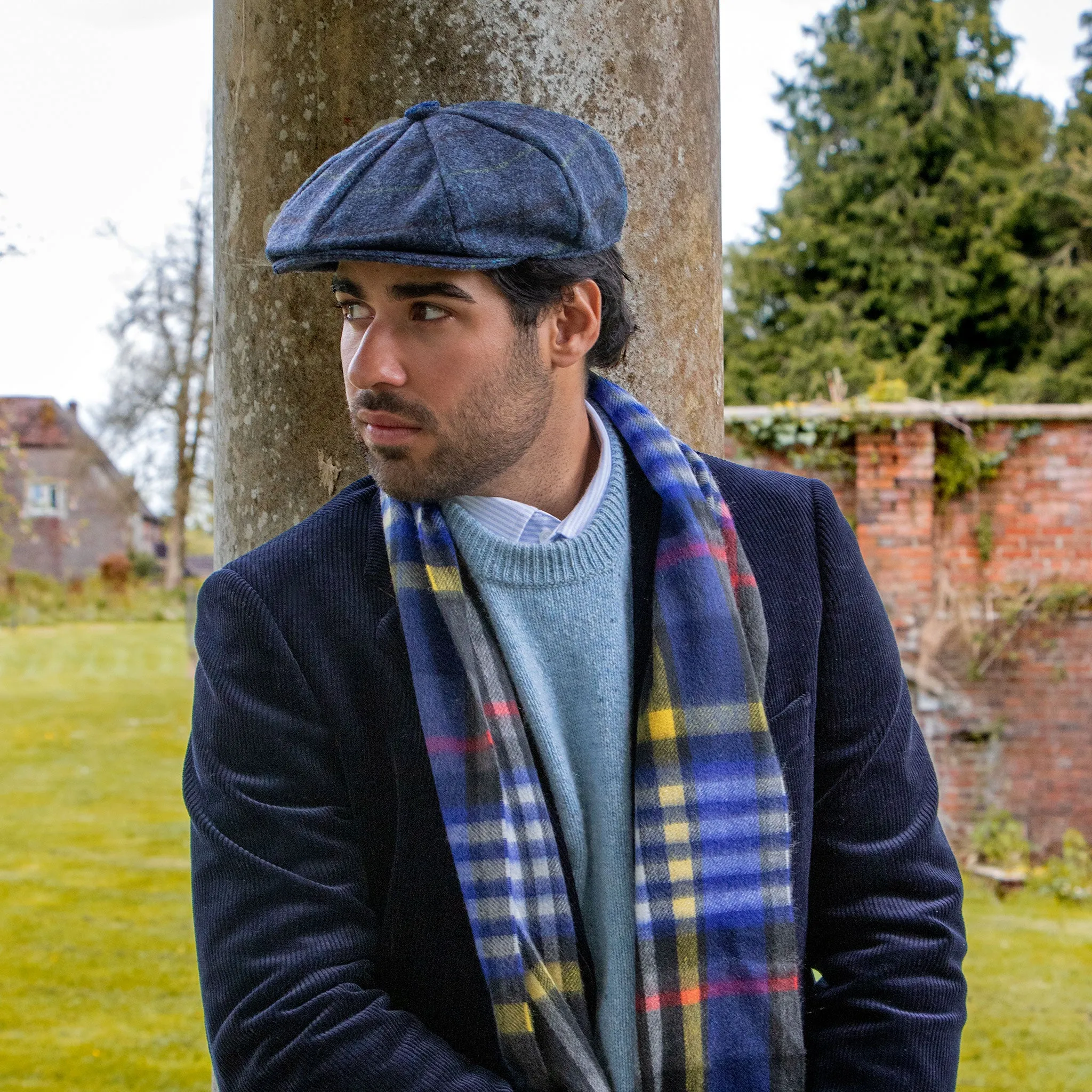 Men's Abraham Moon Check Tweed Newsboy Cap