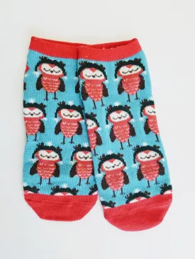 Owls w/ Winter Hat Thin Ankle Socks