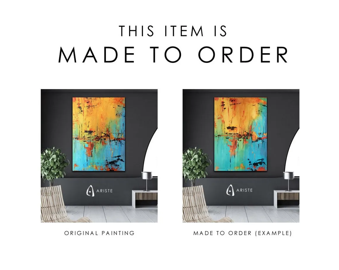 Pink & blue large abstract paintings made to order in a custom size