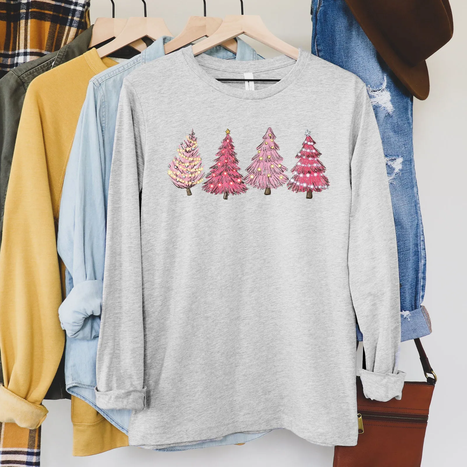 Pink Christmas Trees Long Sleeve