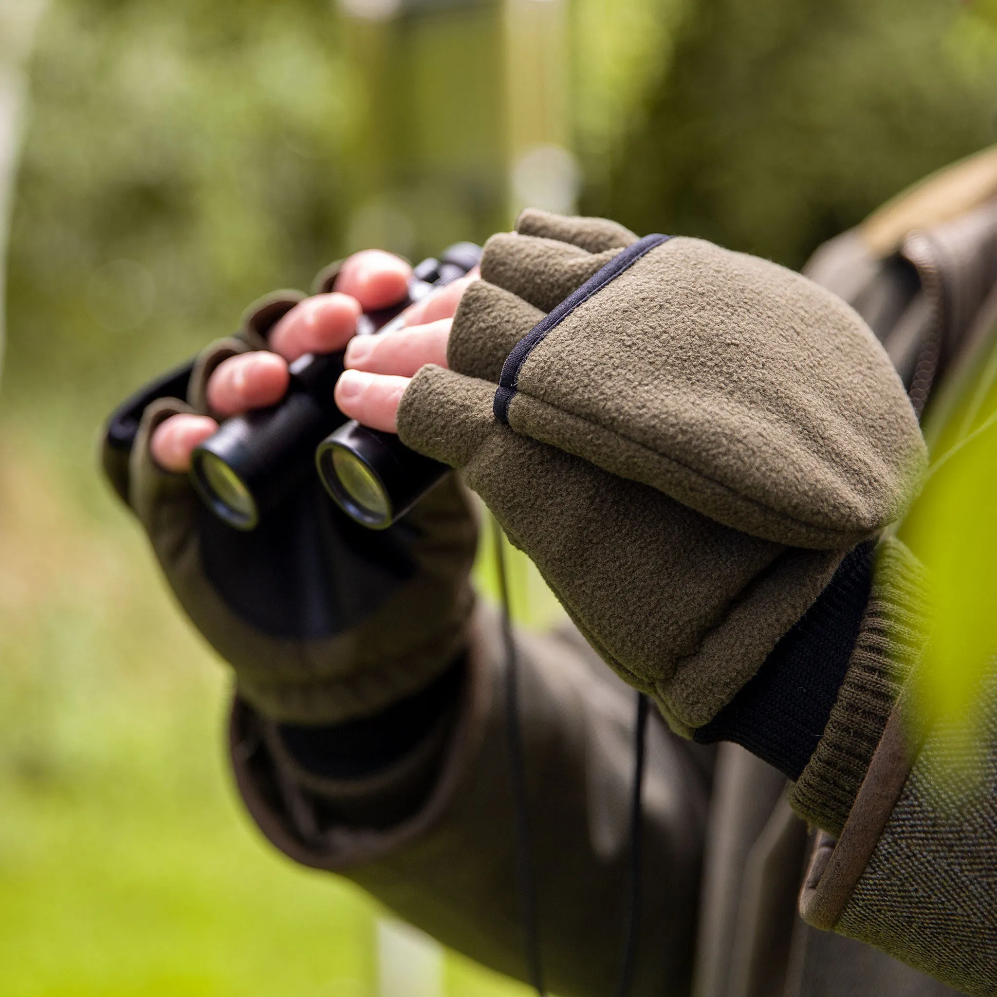 Polar Fleece Lined Hunting Gloves with Mitten Flap