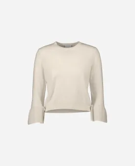 Rundhals Pullover aus Cashmere-Mischung in Creme