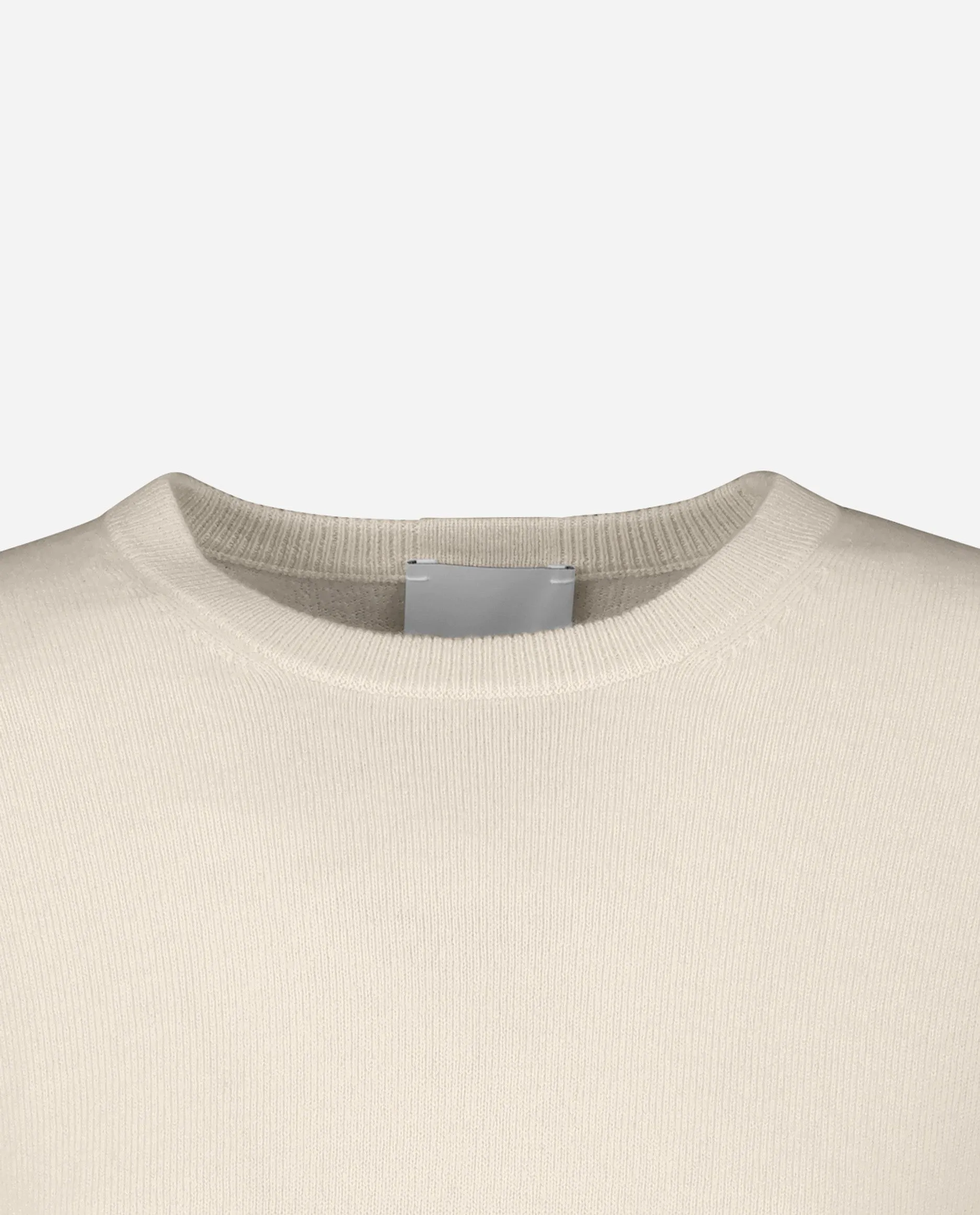 Rundhals Pullover aus Cashmere-Mischung in Creme