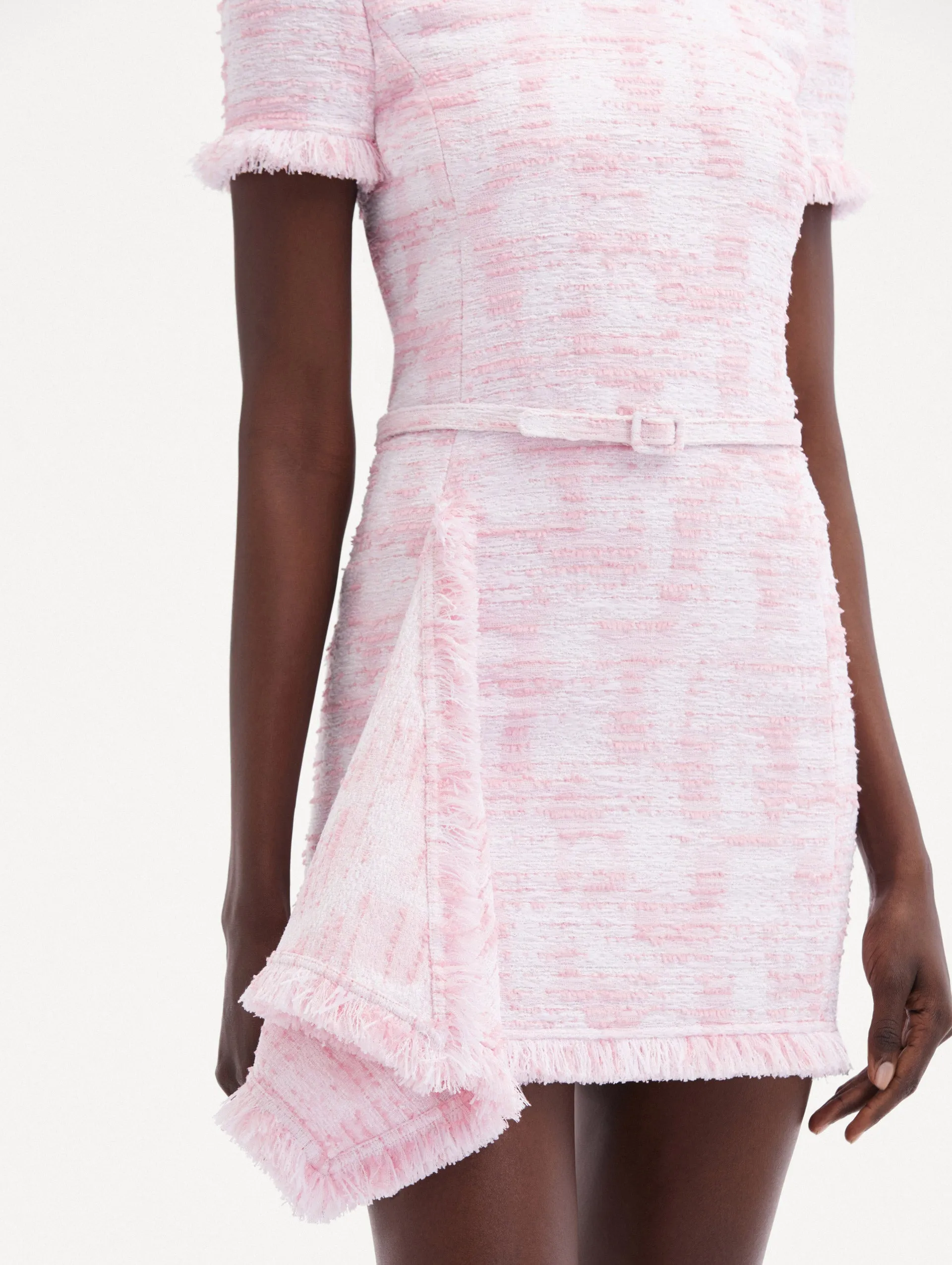 Textured Tweed Draped Dress