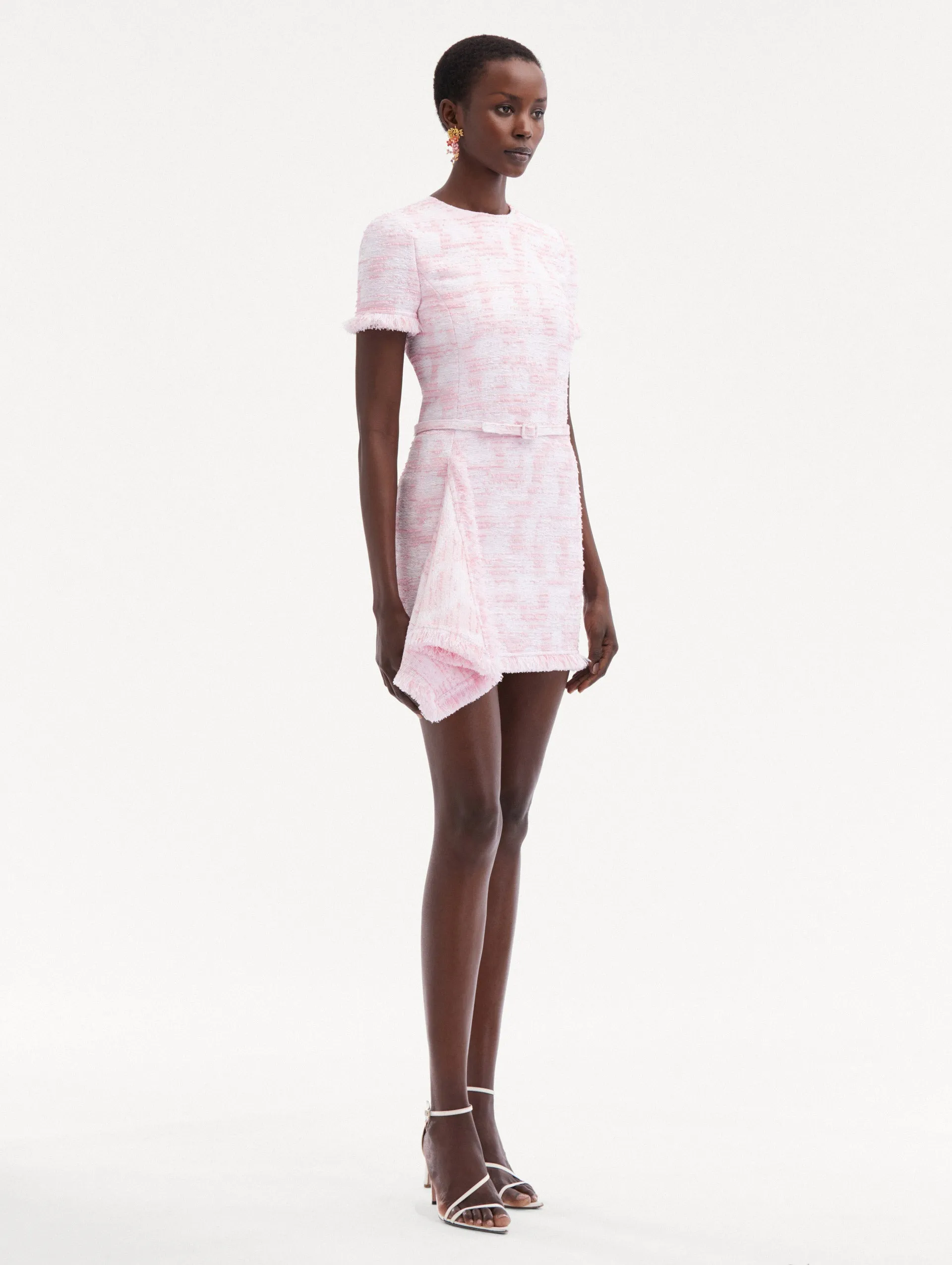 Textured Tweed Draped Dress