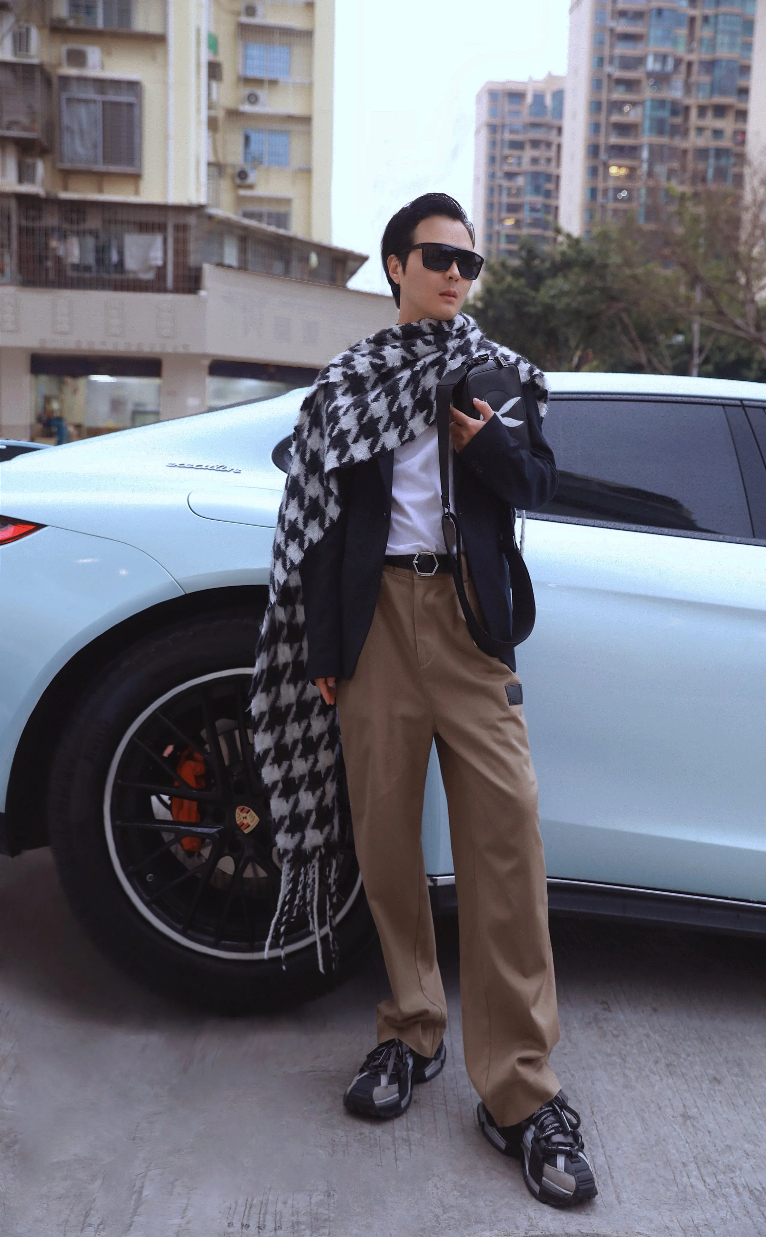 Thousand bird check scarf