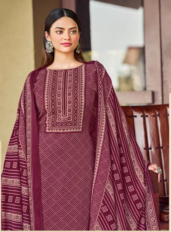 Unstitched Pashmina Woolen Winter Suit Dress Material for Women
