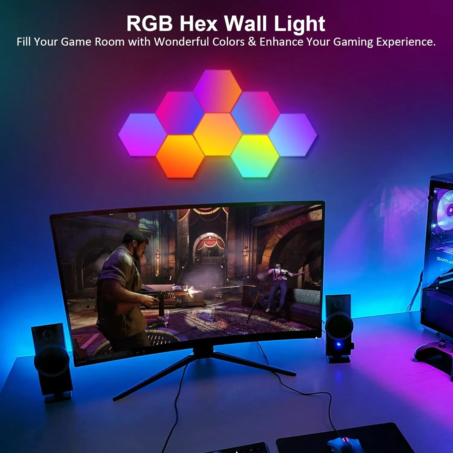 Vital Lites Hexagonal Quantum LED Wall Lights with App (6-Pack)