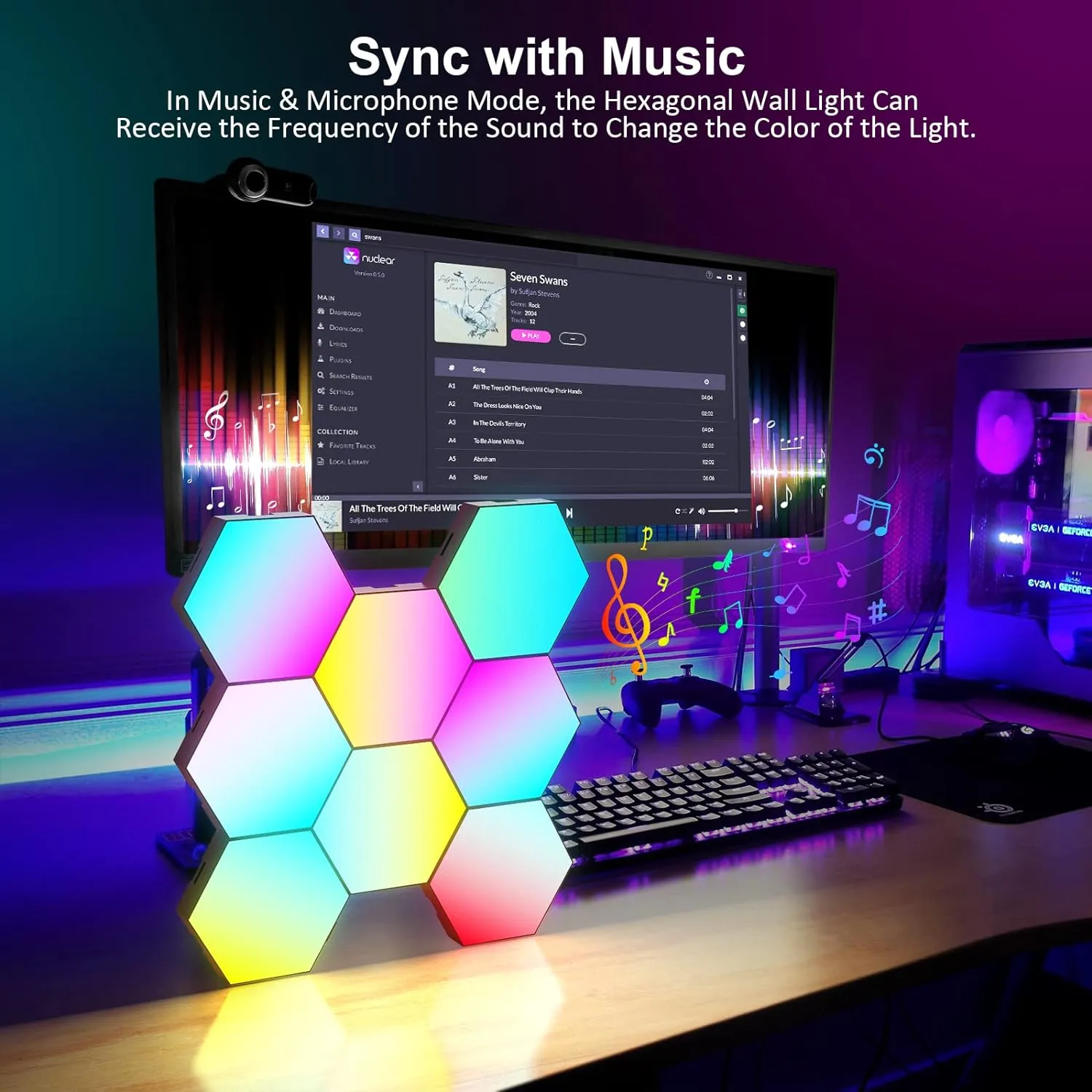 Vital Lites Hexagonal Quantum LED Wall Lights with App (6-Pack)