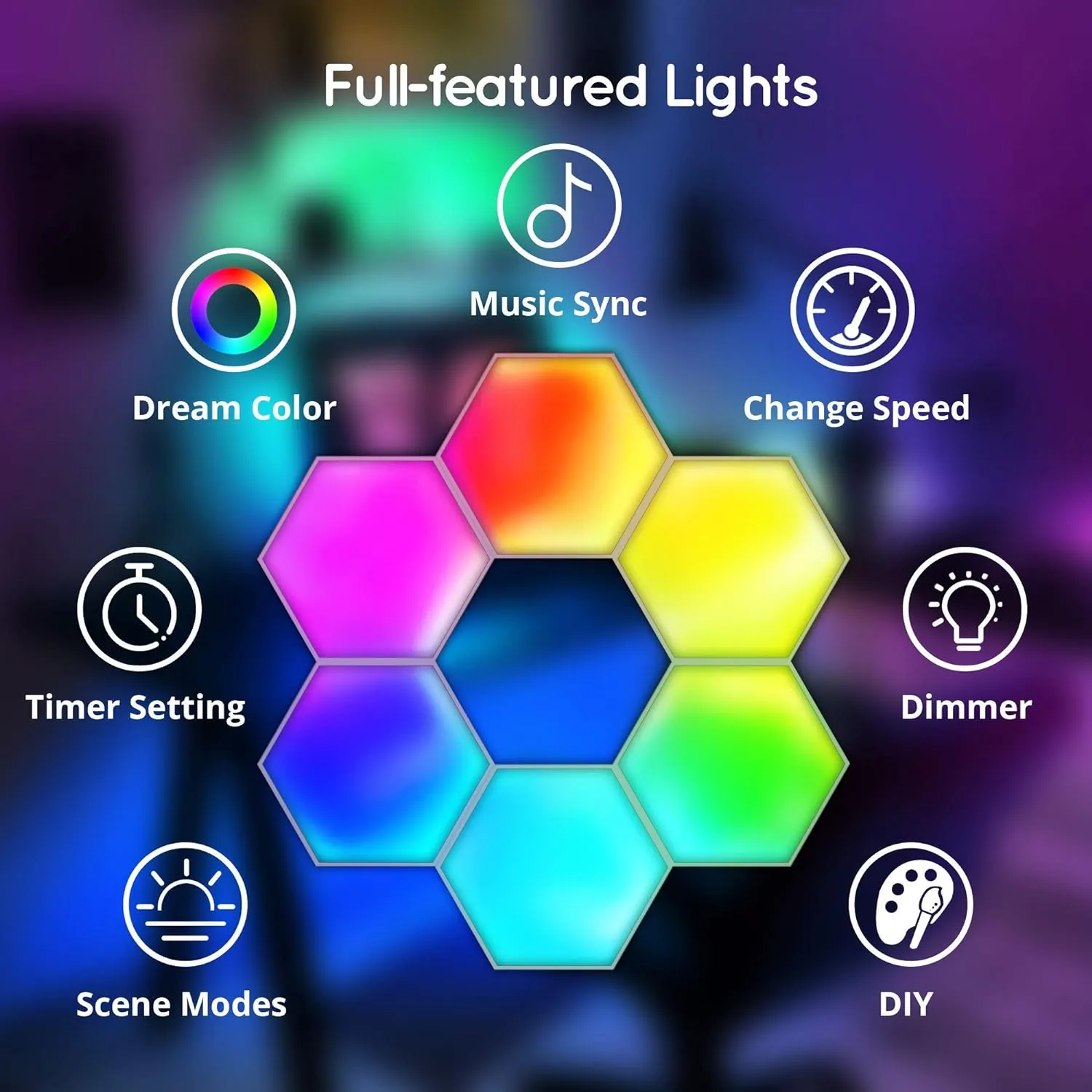 Vital Lites Hexagonal Quantum LED Wall Lights with App (6-Pack)